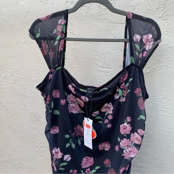 Cider Black Dress with Pink Floral Design - Picture 4 of 5